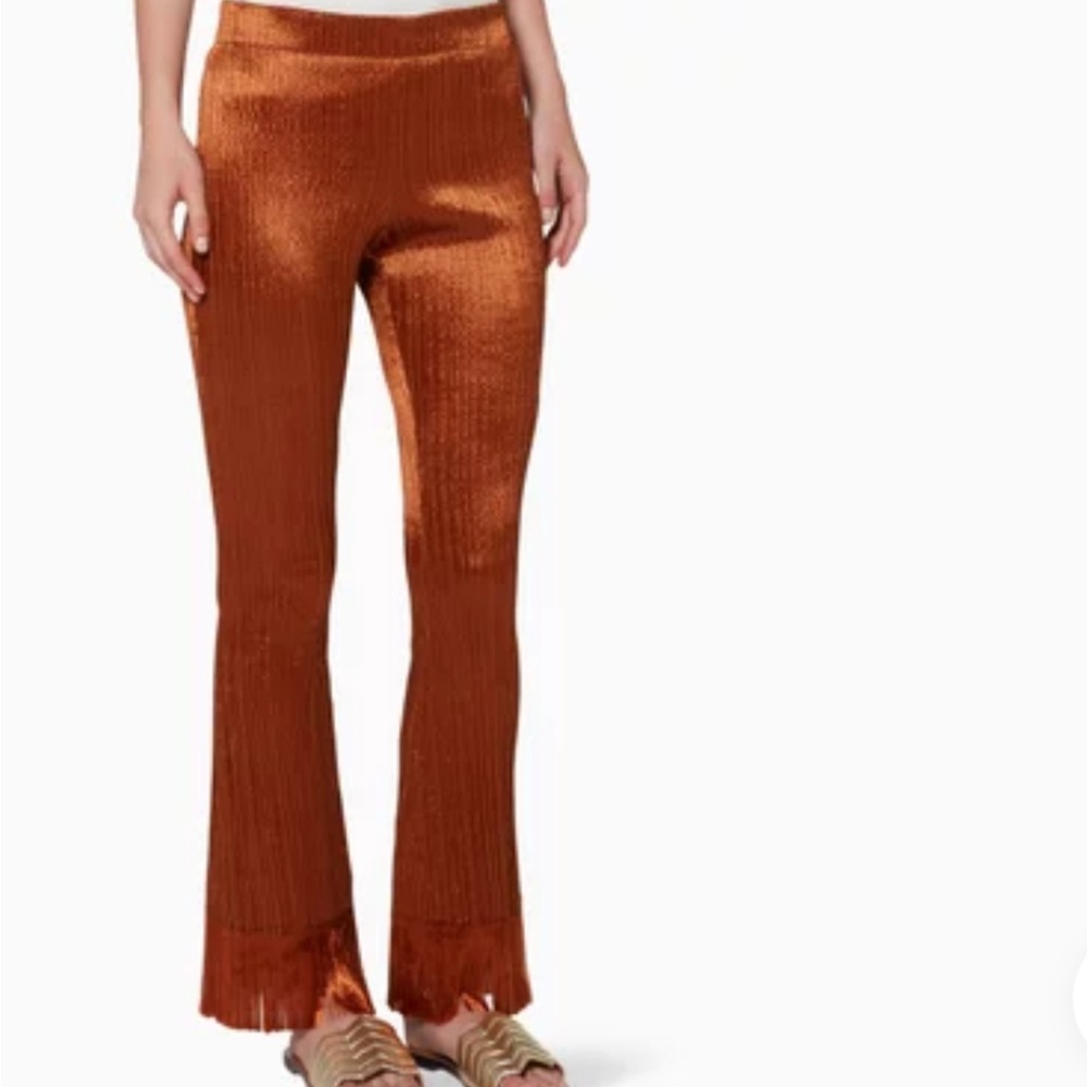 Chloe Shimmering Orange velvet pants with fringe/side zip. Size 38 euro.